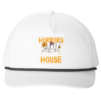 Theres Some Horrors In This House Ghost Pumpkin Halloween Snapback Five-Panel Rope Hat