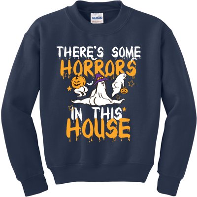 Theres Some Horrors In This House Ghost Pumpkin Halloween Kids Sweatshirt