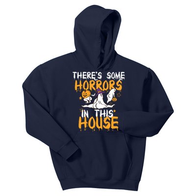 Theres Some Horrors In This House Ghost Pumpkin Halloween Kids Hoodie