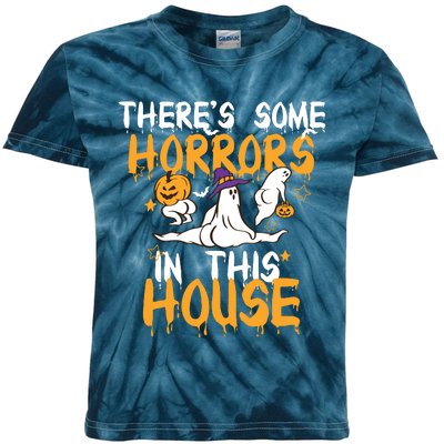 Theres Some Horrors In This House Ghost Pumpkin Halloween Kids Tie-Dye T-Shirt