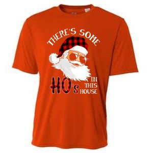 ThereS Some HoS In This House Funny Christmas Santa Gift Cooling Performance Crew T-Shirt