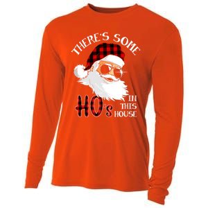 ThereS Some HoS In This House Funny Christmas Santa Gift Cooling Performance Long Sleeve Crew