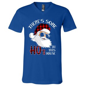 ThereS Some HoS In This House Funny Christmas Santa Gift V-Neck T-Shirt