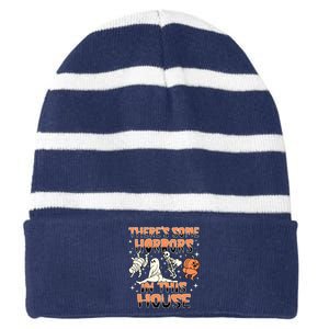 Theres Some Horrors In This House Halloween Gifts Striped Beanie with Solid Band