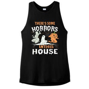 Theres Some Horrors In This House Halloween Pumpkin Ghost Ladies PosiCharge Tri-Blend Wicking Tank