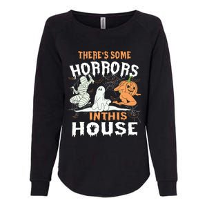 Theres Some Horrors In This House Halloween Pumpkin Ghost Womens California Wash Sweatshirt