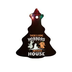 Theres Some Horrors In This House Halloween Pumpkin Ghost Ceramic Tree Ornament