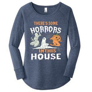 Theres Some Horrors In This House Halloween Pumpkin Ghost Women's Perfect Tri Tunic Long Sleeve Shirt