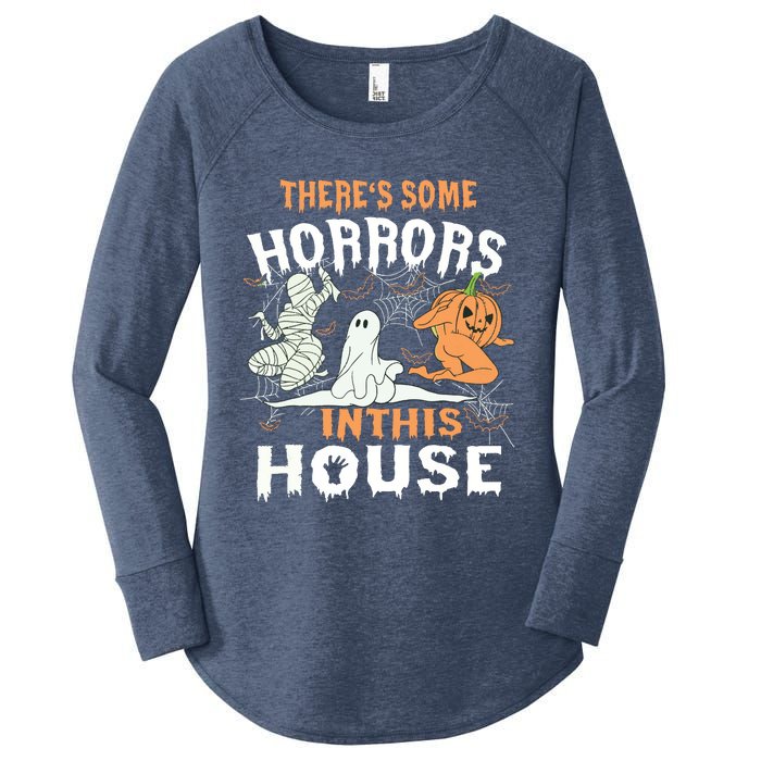 Theres Some Horrors In This House Halloween Pumpkin Ghost Women's Perfect Tri Tunic Long Sleeve Shirt