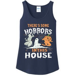 Theres Some Horrors In This House Halloween Pumpkin Ghost Ladies Essential Tank