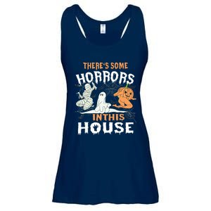 Theres Some Horrors In This House Halloween Pumpkin Ghost Ladies Essential Flowy Tank