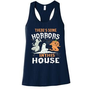 Theres Some Horrors In This House Halloween Pumpkin Ghost Women's Racerback Tank