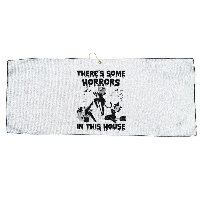 Theres Some Horrors In This House Halloween Witch Spooky Large Microfiber Waffle Golf Towel