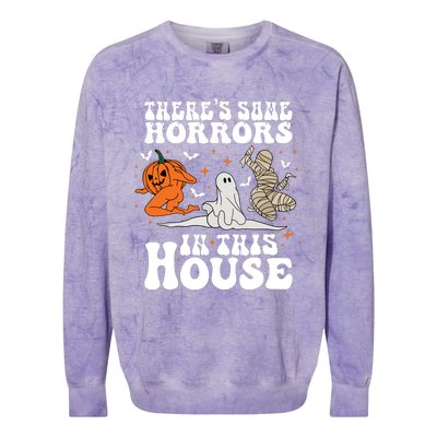 Theres Some Horrors In This House Halloween Colorblast Crewneck Sweatshirt