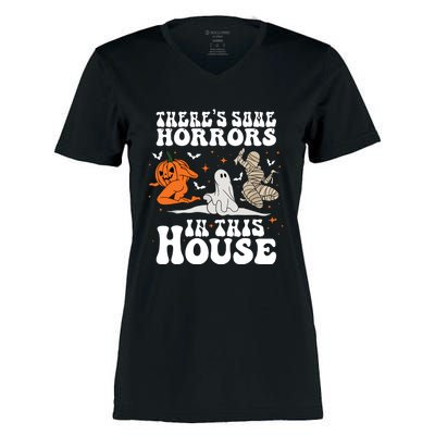 Theres Some Horrors In This House Halloween Women's Momentum V-Neck T-Shirt