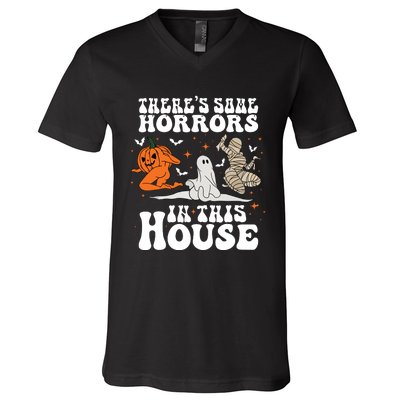 Theres Some Horrors In This House Halloween V-Neck T-Shirt