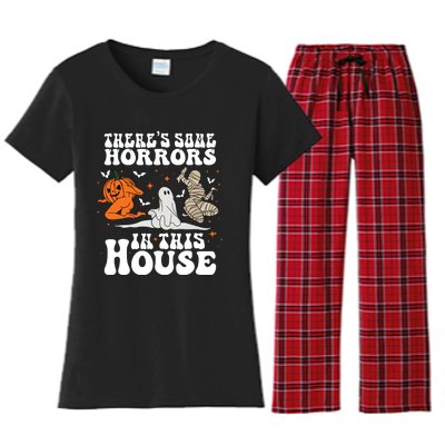 Theres Some Horrors In This House Halloween Women's Flannel Pajama Set