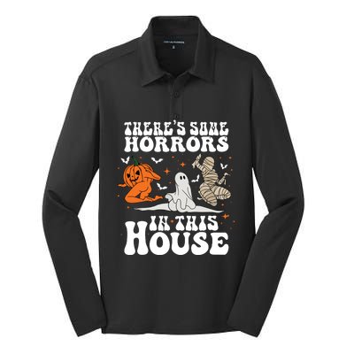 Theres Some Horrors In This House Halloween Silk Touch Performance Long Sleeve Polo