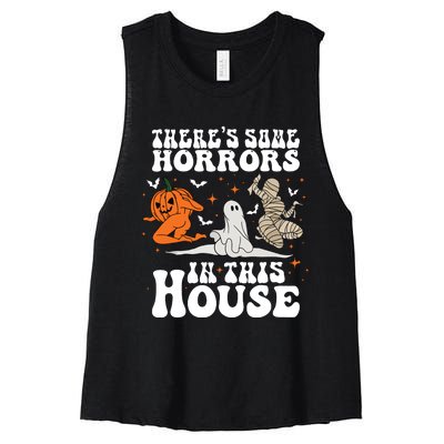 Theres Some Horrors In This House Halloween Women's Racerback Cropped Tank