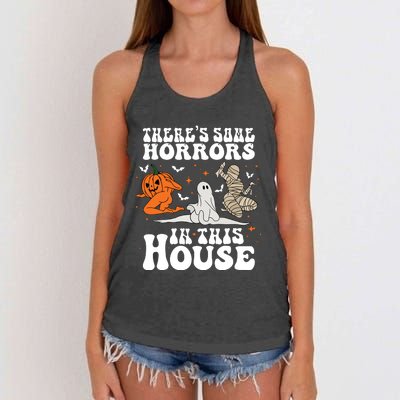 Theres Some Horrors In This House Halloween Women's Knotted Racerback Tank