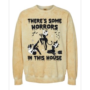 Theres Some Horrors In This House Halloween Witch Spooky Colorblast Crewneck Sweatshirt