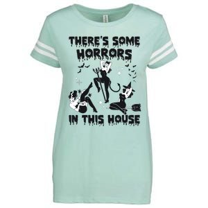 Theres Some Horrors In This House Halloween Witch Spooky Enza Ladies Jersey Football T-Shirt