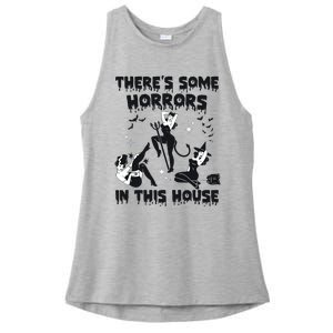 Theres Some Horrors In This House Halloween Witch Spooky Ladies PosiCharge Tri-Blend Wicking Tank