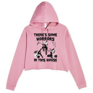 Theres Some Horrors In This House Halloween Witch Spooky Crop Fleece Hoodie