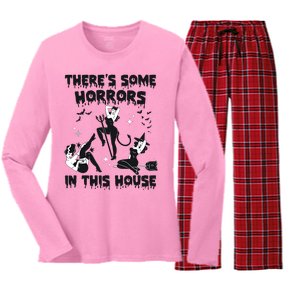 Theres Some Horrors In This House Halloween Witch Spooky Women's Long Sleeve Flannel Pajama Set 