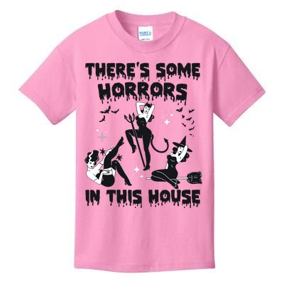 Theres Some Horrors In This House Halloween Witch Spooky Kids T-Shirt