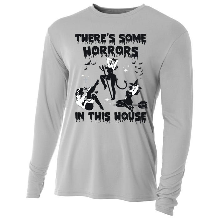 Theres Some Horrors In This House Halloween Witch Spooky Cooling Performance Long Sleeve Crew