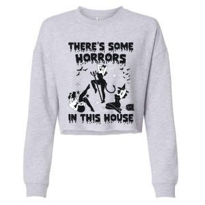 Theres Some Horrors In This House Halloween Witch Spooky Cropped Pullover Crew