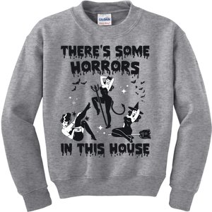 Theres Some Horrors In This House Halloween Witch Spooky Kids Sweatshirt