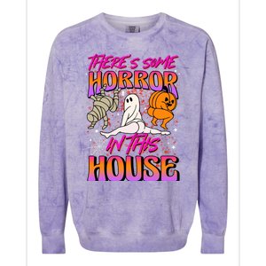 Theres Some Horrors In This House Ghost Pumpkin Halloween Colorblast Crewneck Sweatshirt