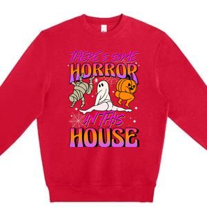 Theres Some Horrors In This House Ghost Pumpkin Halloween Premium Crewneck Sweatshirt