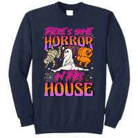 Theres Some Horrors In This House Ghost Pumpkin Halloween Tall Sweatshirt