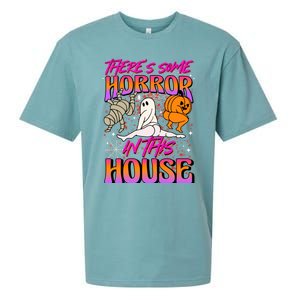 Theres Some Horrors In This House Ghost Pumpkin Halloween Sueded Cloud Jersey T-Shirt