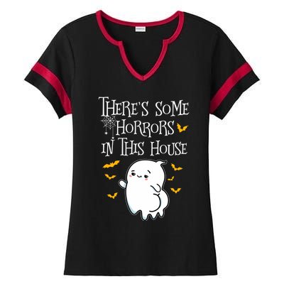 Theres Some Horrors In This House Booty Ghost Gift Ladies Halftime Notch Neck Tee