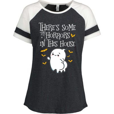 Theres Some Horrors In This House Booty Ghost Gift Enza Ladies Jersey Colorblock Tee