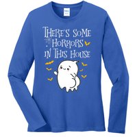 Theres Some Horrors In This House Booty Ghost Gift Ladies Long Sleeve Shirt