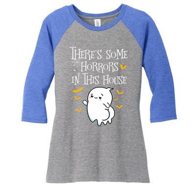 Theres Some Horrors In This House Booty Ghost Gift Women's Tri-Blend 3/4-Sleeve Raglan Shirt