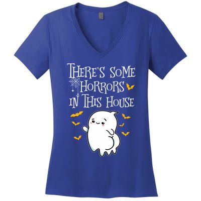 Theres Some Horrors In This House Booty Ghost Gift Women's V-Neck T-Shirt