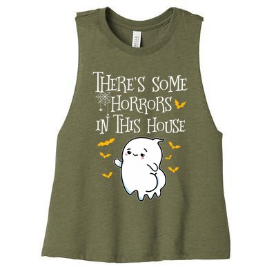 Theres Some Horrors In This House Booty Ghost Gift Women's Racerback Cropped Tank