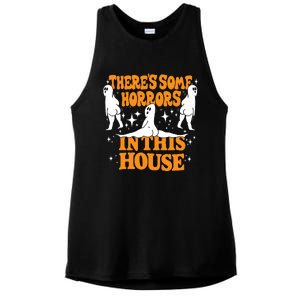 Theres Some Horrors In This House Spooky Season Halloween Ladies PosiCharge Tri-Blend Wicking Tank