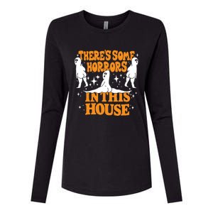 Theres Some Horrors In This House Spooky Season Halloween Womens Cotton Relaxed Long Sleeve T-Shirt