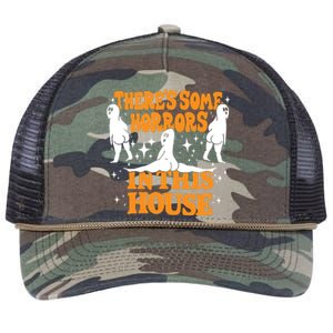 Theres Some Horrors In This House Spooky Season Halloween Retro Rope Trucker Hat Cap