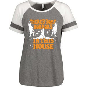 Theres Some Horrors In This House Spooky Season Halloween Enza Ladies Jersey Colorblock Tee