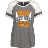 Theres Some Horrors In This House Spooky Season Halloween Enza Ladies Jersey Colorblock Tee