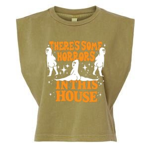 Theres Some Horrors In This House Spooky Season Halloween Garment-Dyed Women's Muscle Tee