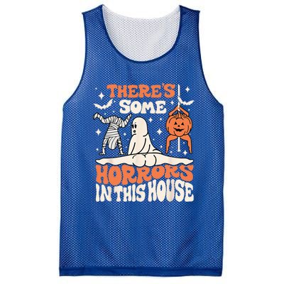 Theres Some Horrors In This House Ghost Pumpkin Halloween Mesh Reversible Basketball Jersey Tank